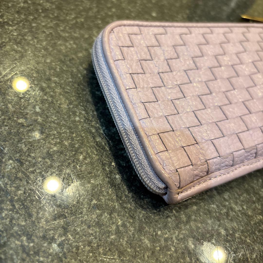 ATAO スリモ 薄紫色 編み込みレザー 長財布