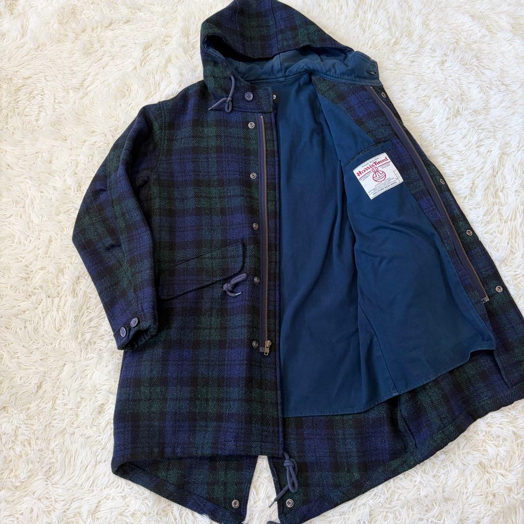 【美品】シュプリーム×ハリスツイード ウールフィッシュテールパーカー チェックS