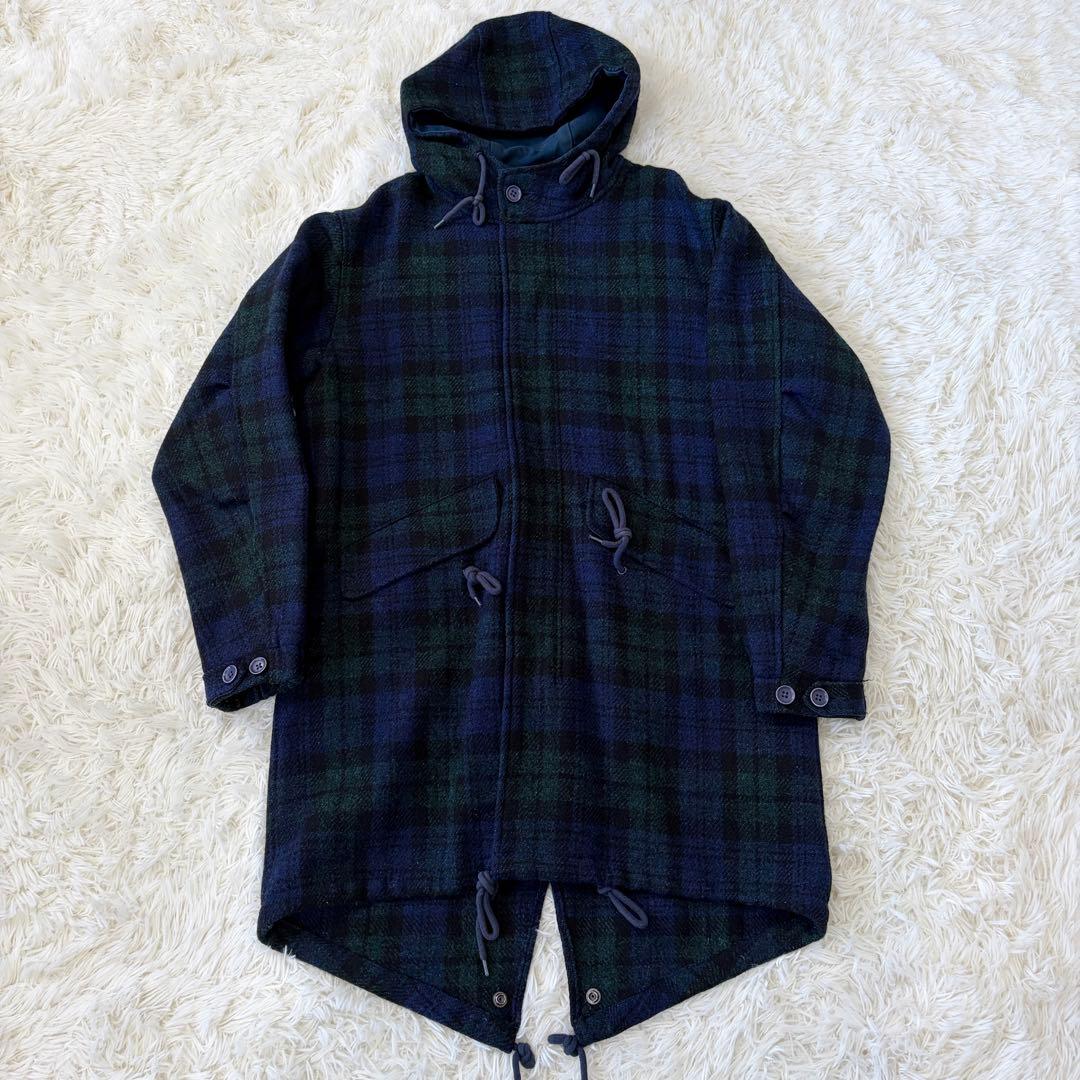 【美品】シュプリーム×ハリスツイード ウールフィッシュテールパーカー チェックS