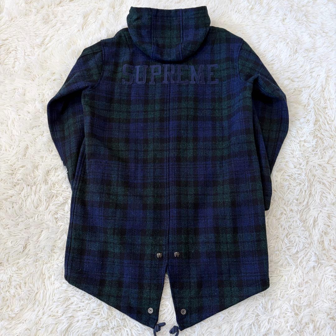 【美品】シュプリーム×ハリスツイード ウールフィッシュテールパーカー チェックS