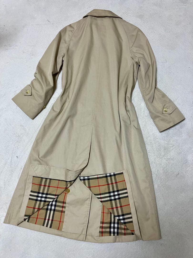 バーバリー　ステンカラーコート　ロング　裏地ノバチェック総柄　ベージュ　M