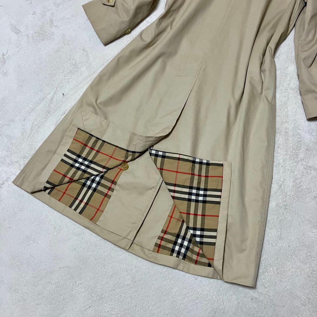 バーバリー　ステンカラーコート　ロング　裏地ノバチェック総柄　ベージュ　M