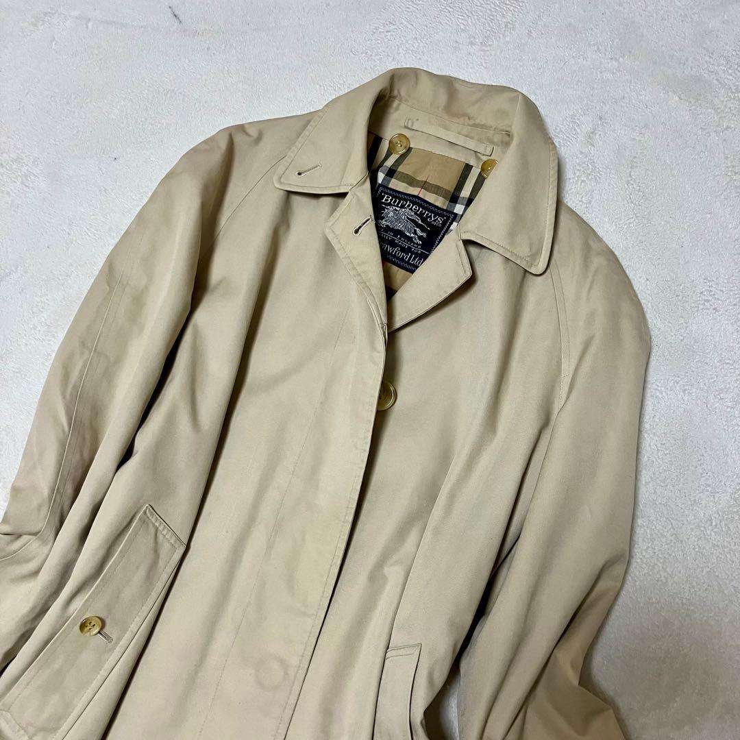 バーバリー　ステンカラーコート　ロング　裏地ノバチェック総柄　ベージュ　M
