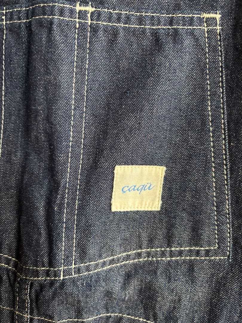caqu サキュウ　ダークデニムオーバーオール