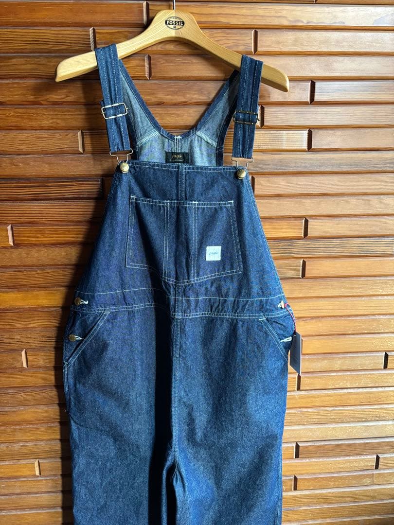 caqu サキュウ　ダークデニムオーバーオール