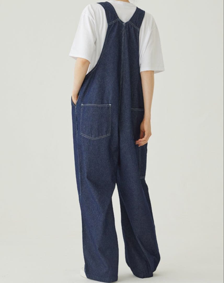 caqu サキュウ　ダークデニムオーバーオール