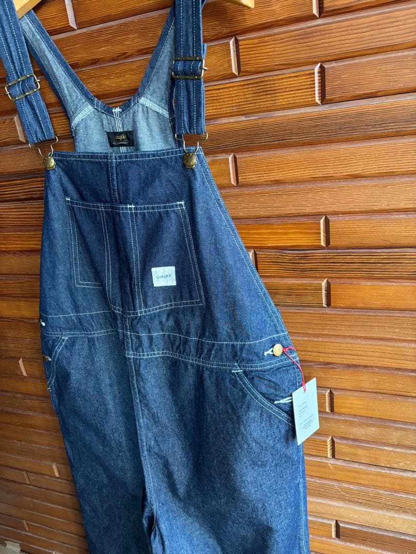 caqu サキュウ　ダークデニムオーバーオール