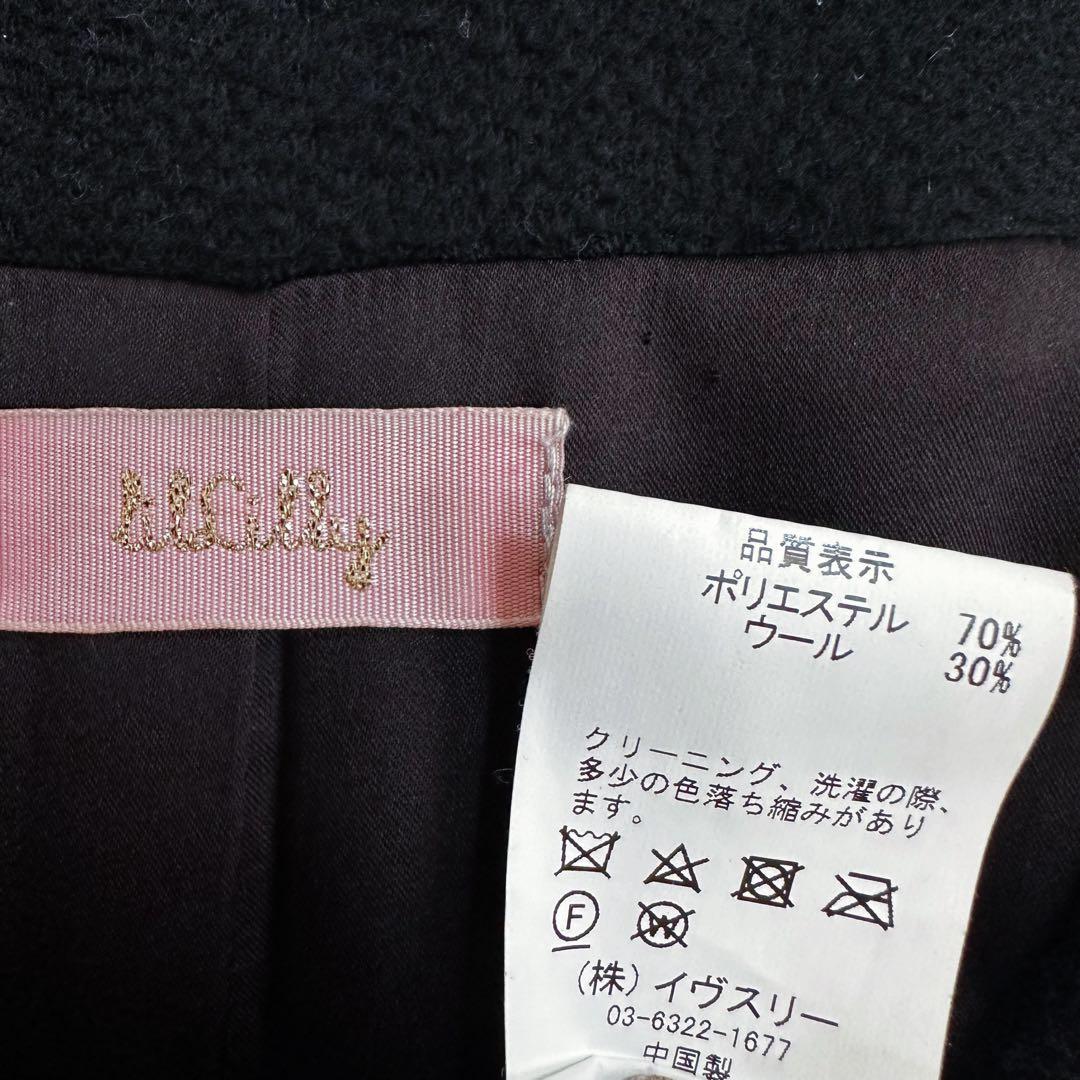 【 リルリリー 】　黒　セーラー　ウール混　コート　刺繍　ブラック　ガーリー