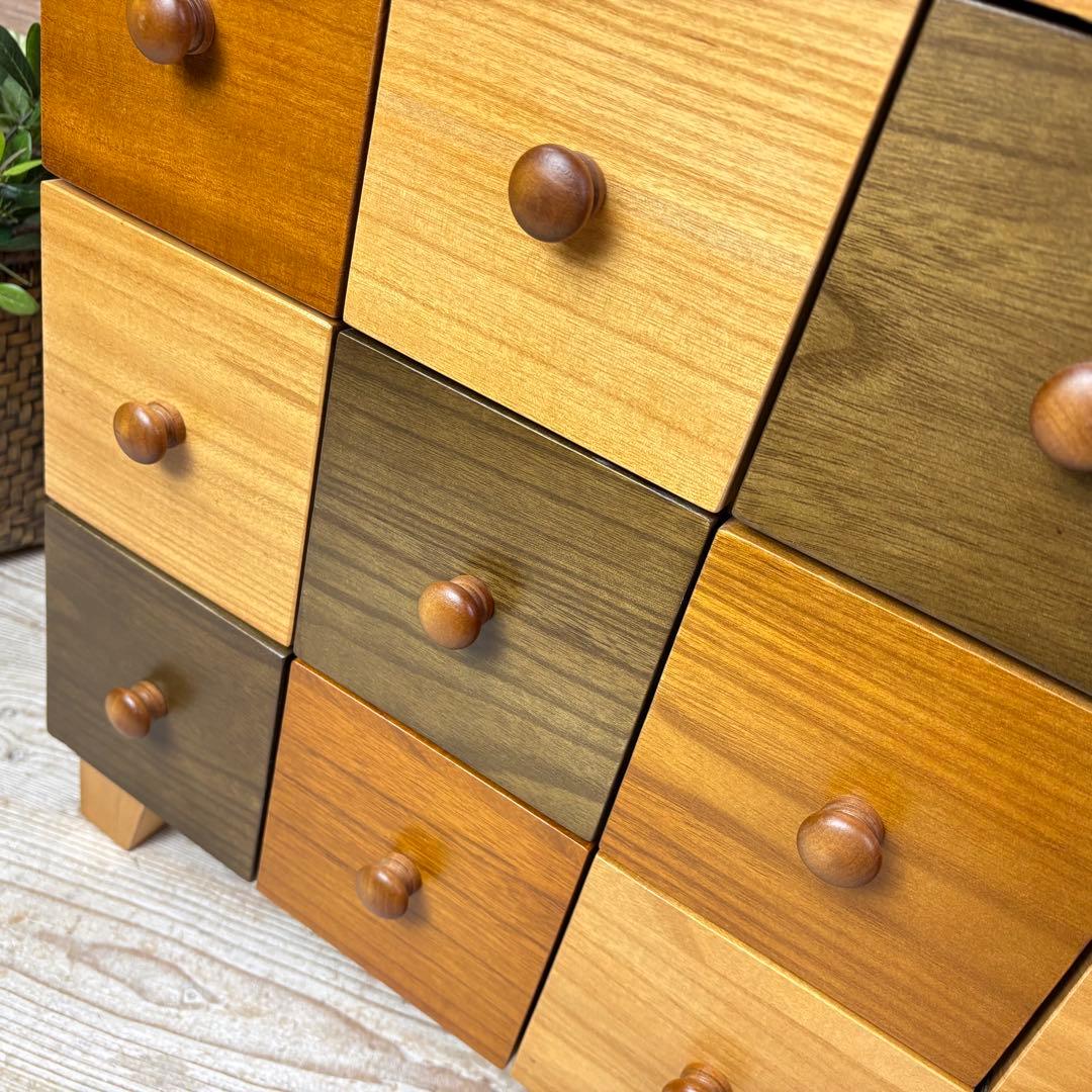 訳あり品【140】ナチュラルウッド多引き出し収納チェストインテリア木製タンス桐材