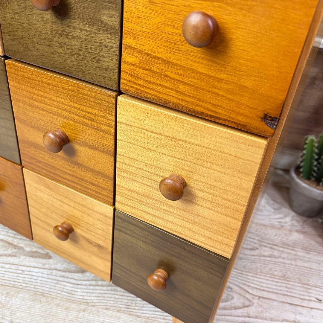 訳あり品【140】ナチュラルウッド多引き出し収納チェストインテリア木製タンス桐材