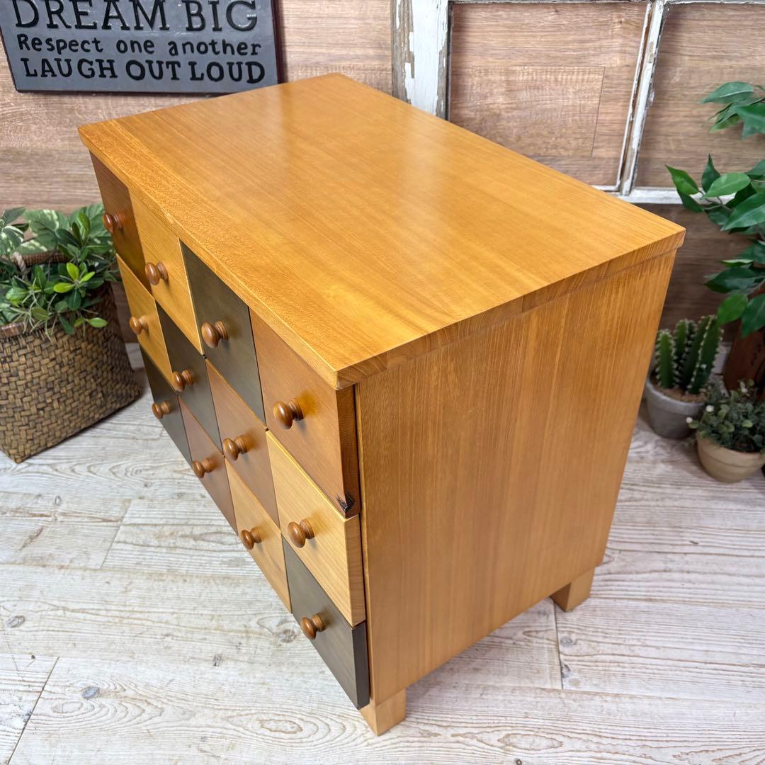 訳あり品【140】ナチュラルウッド多引き出し収納チェストインテリア木製タンス桐材