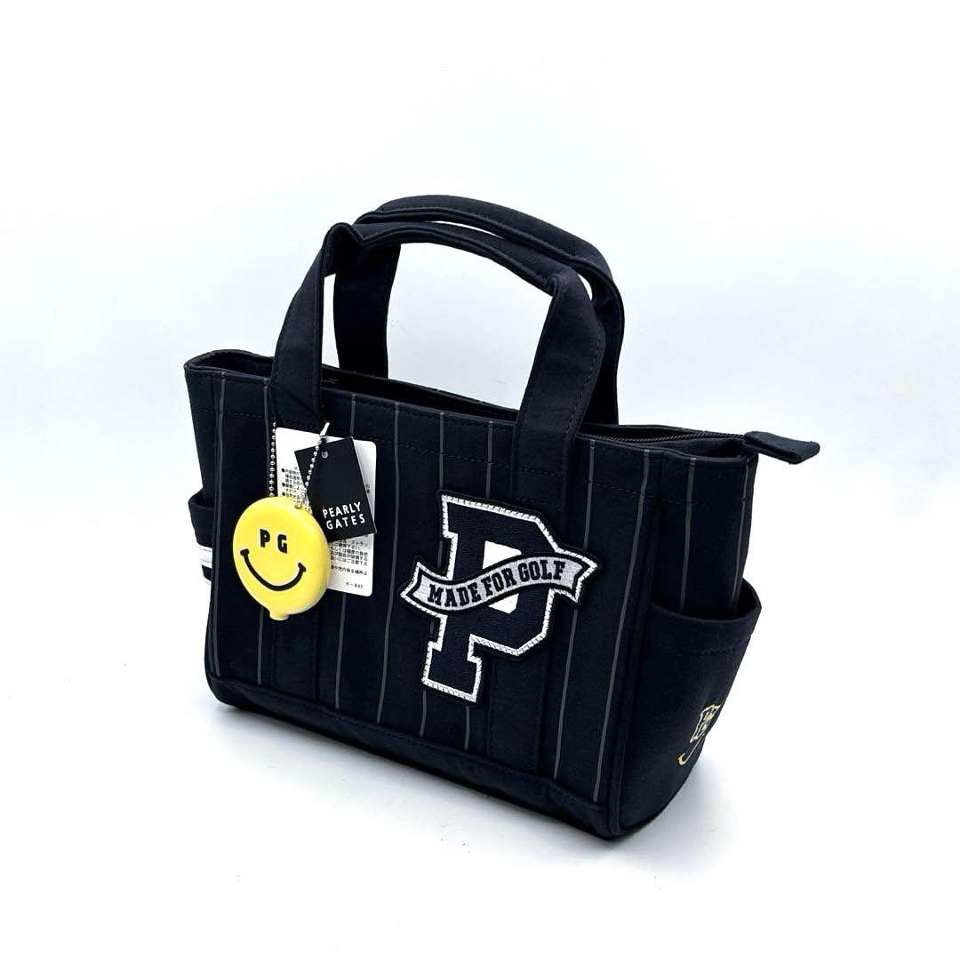 未使用品　パーリーゲイツ　カートバッグ　ネイビー　ストライプ　スマイルチャーム