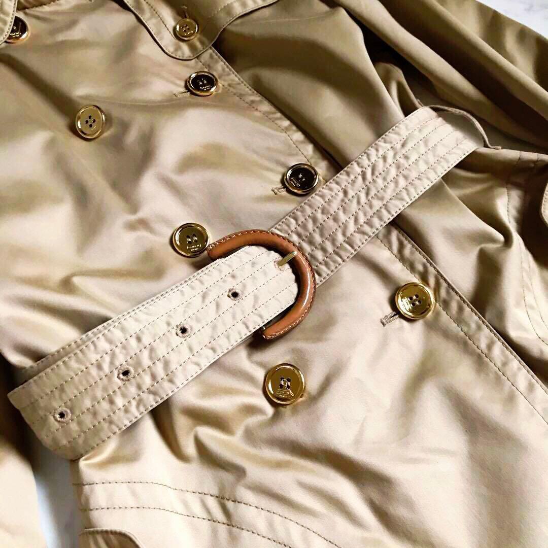 金ボタン✨COACH コーチ トレンチコート 裏地マルチカラーストライプ