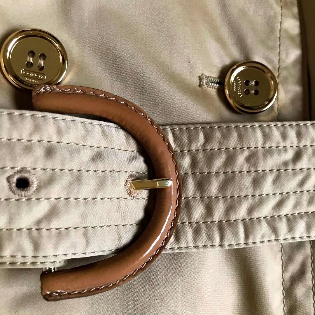 金ボタン✨COACH コーチ トレンチコート 裏地マルチカラーストライプ