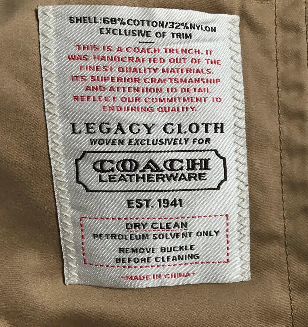 金ボタン✨COACH コーチ トレンチコート 裏地マルチカラーストライプ
