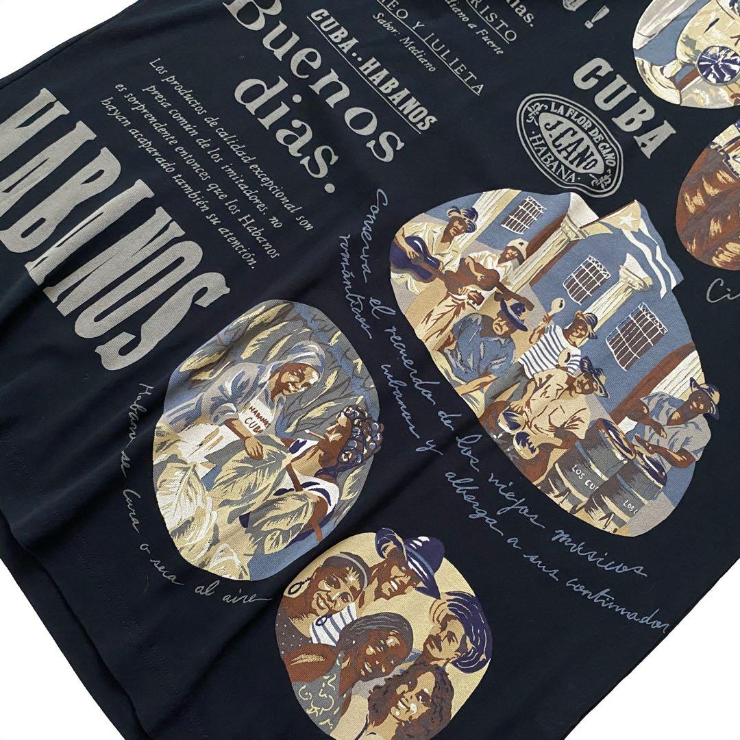 未使用品 トクコプルミエヴォル 半袖 プリント チュニック 黒 コットン 9