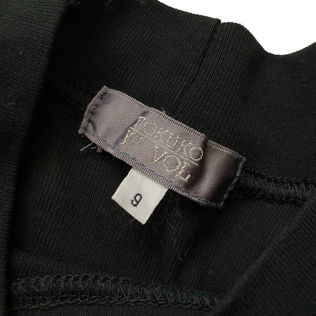 未使用品 トクコプルミエヴォル 半袖 プリント チュニック 黒 コットン 9