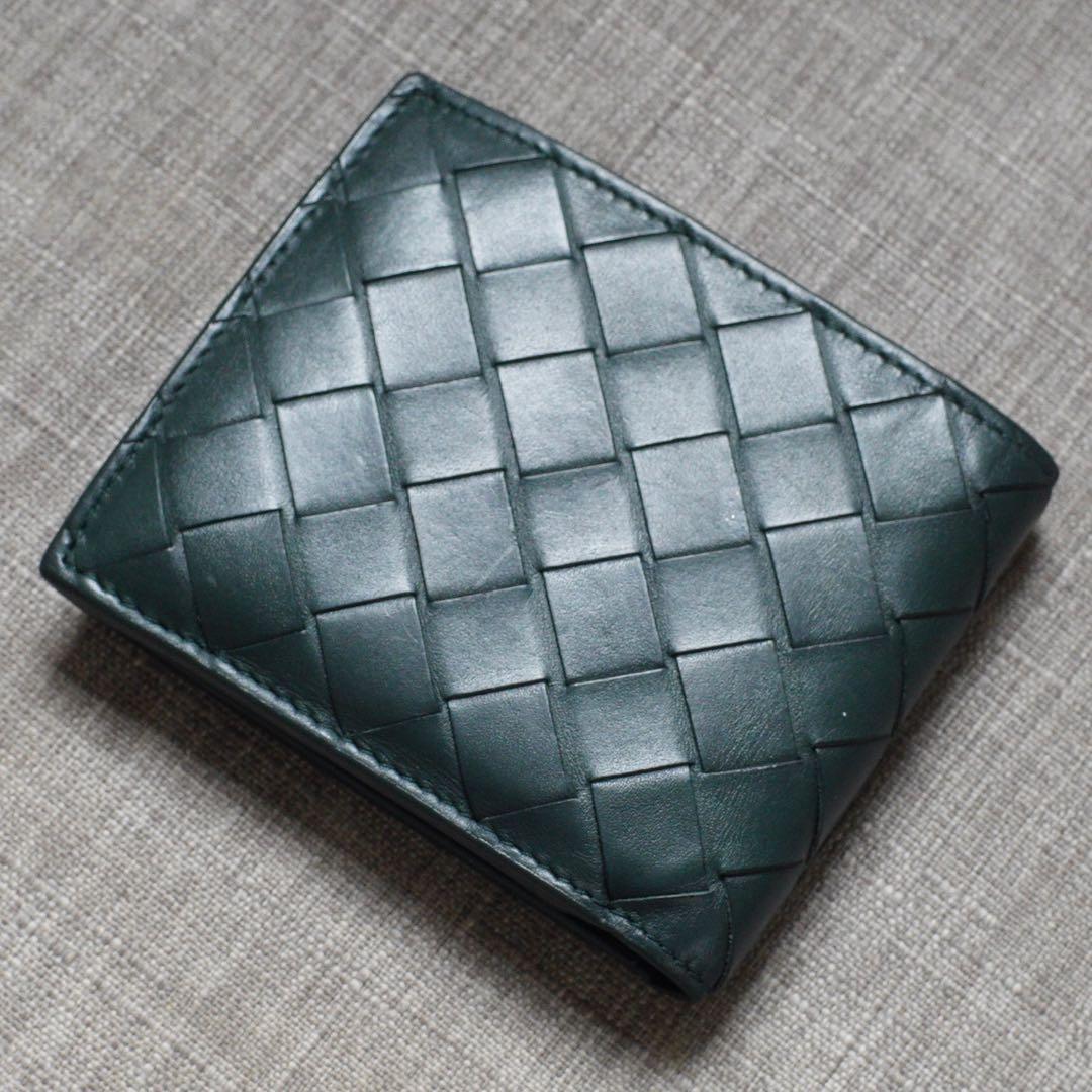希少 Bottega Veneta 二つ折り財布 濃緑 ダークグリーン