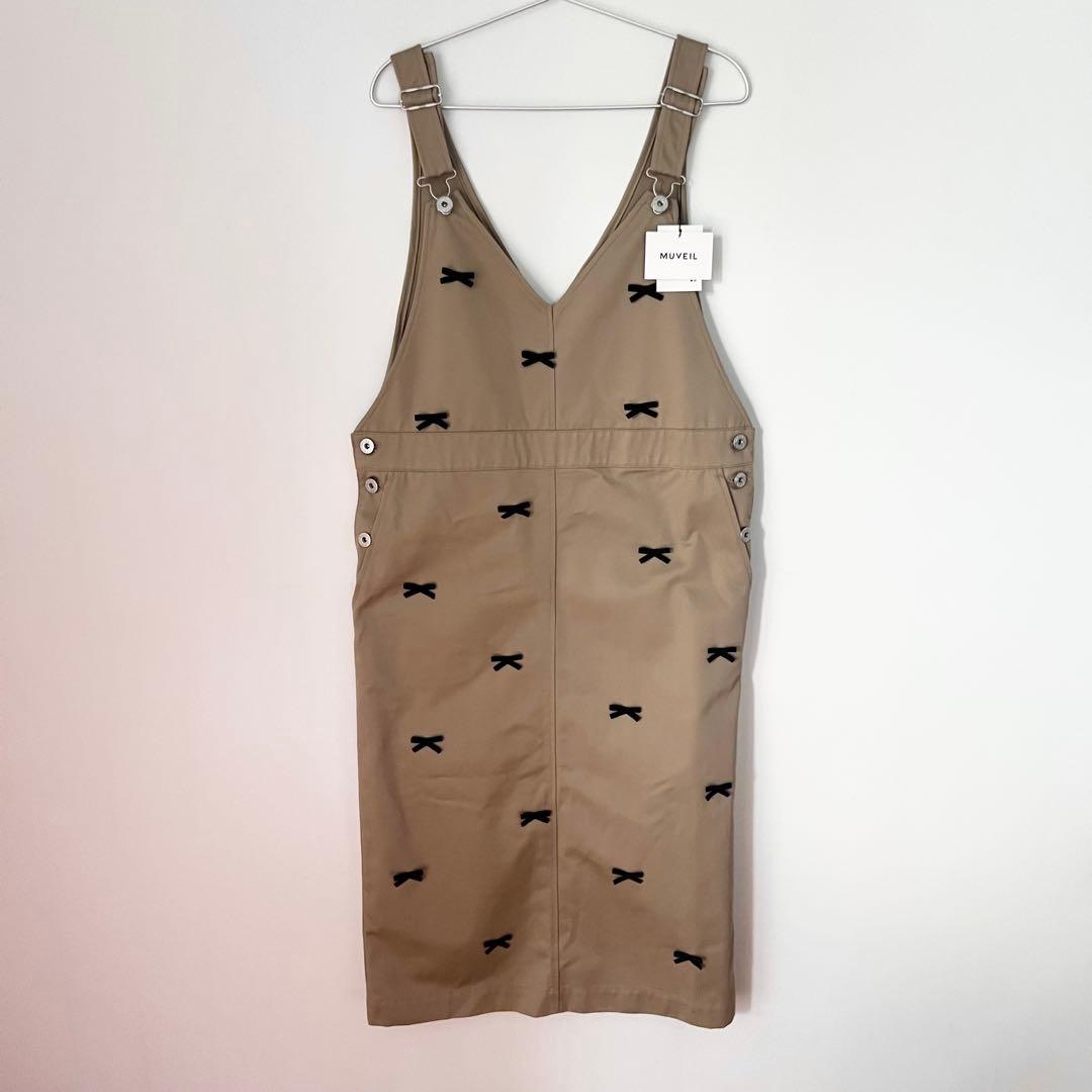 MUVEIL リボン付き サロペット スカート　38