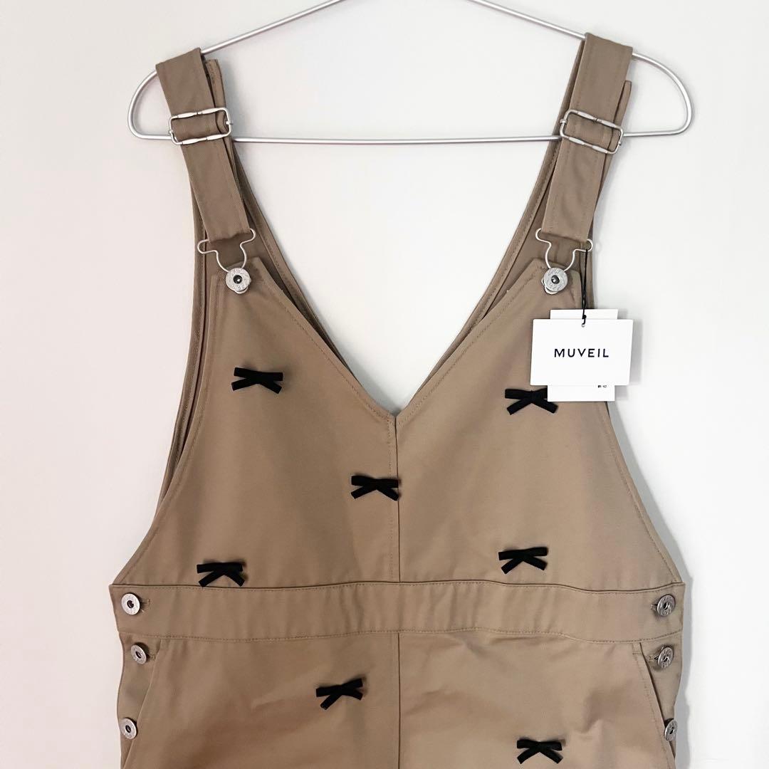 MUVEIL リボン付き サロペット スカート　38