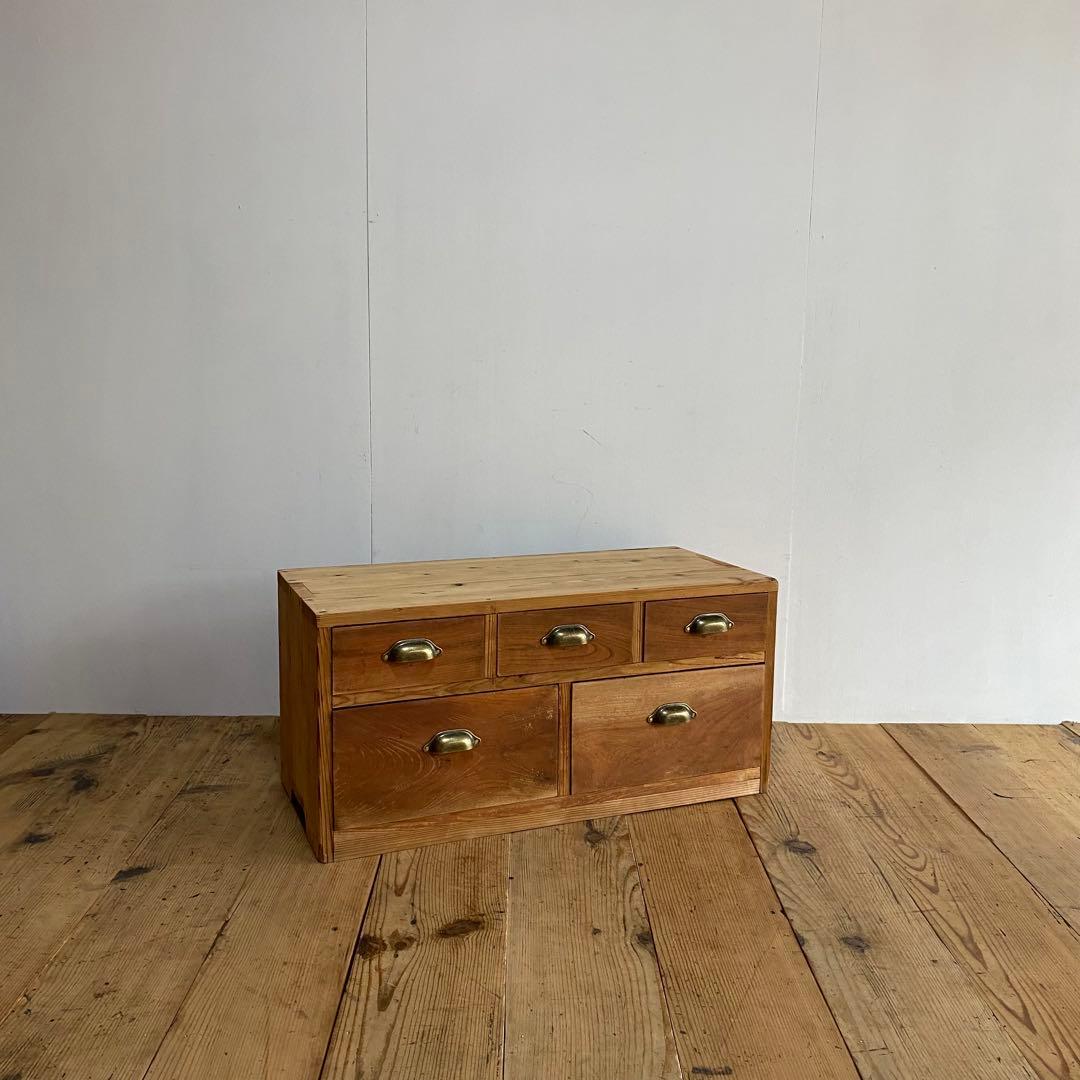 アンティーク ローボード テレビ台 チェスト 棚 無垢材 前欅 無塗装 z990