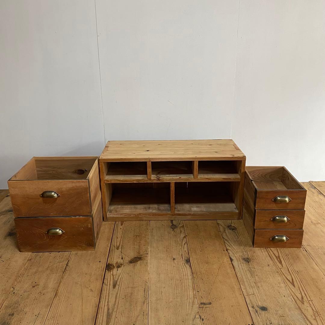 アンティーク ローボード テレビ台 チェスト 棚 無垢材 前欅 無塗装 z990