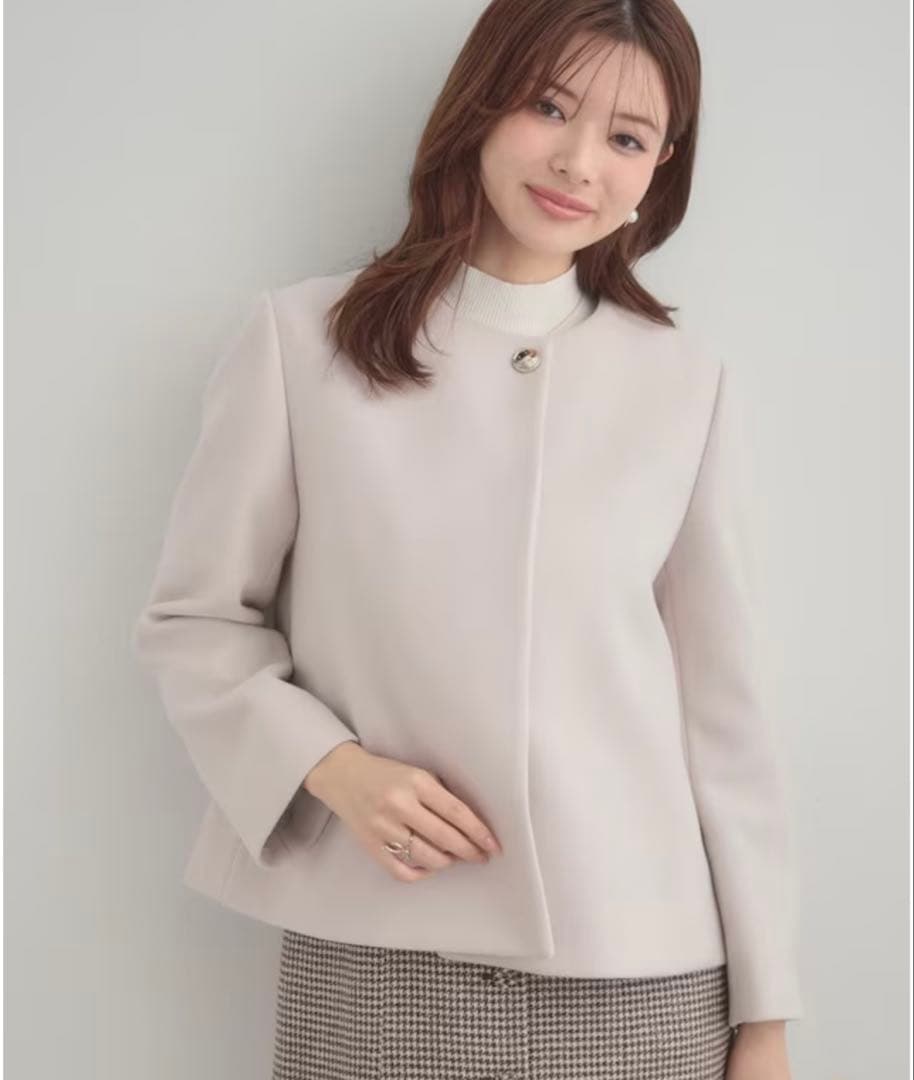 Couture Broochフェイクファー取り外し可能 ケープ風ショートコート