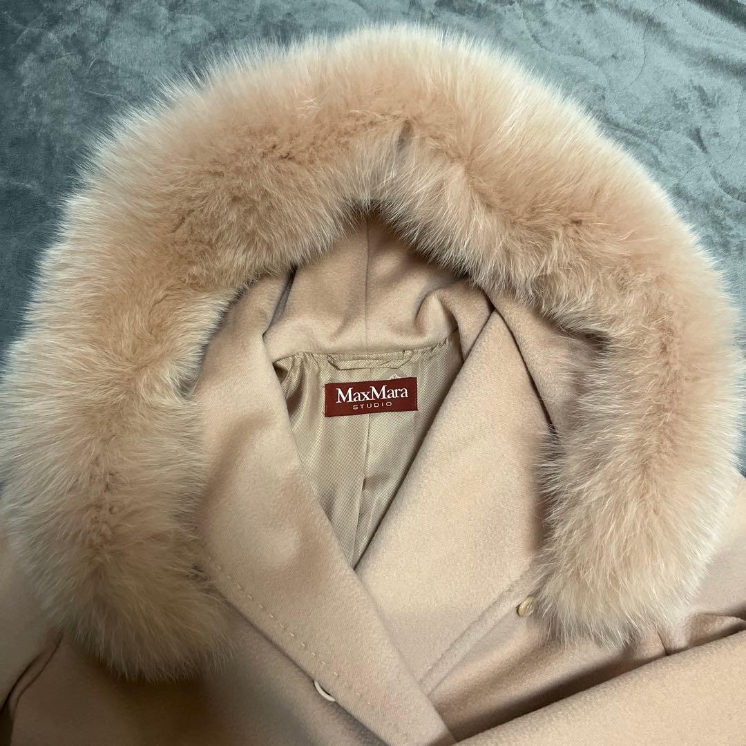 最終値下げ MaxMara STUDIO コート ベージュ系 フォックスファー