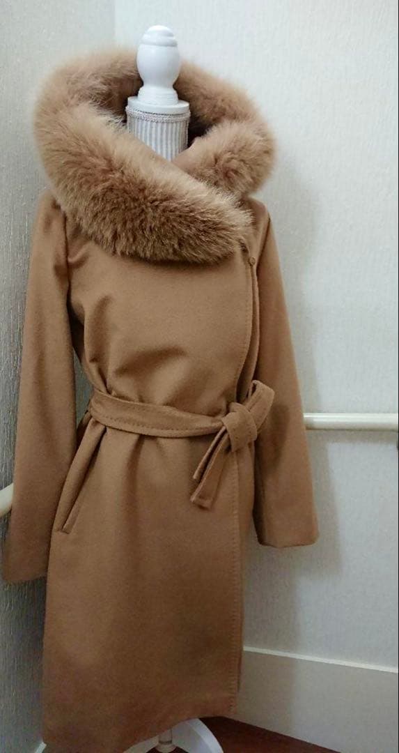 最終値下げ MaxMara STUDIO コート ベージュ系 フォックスファー