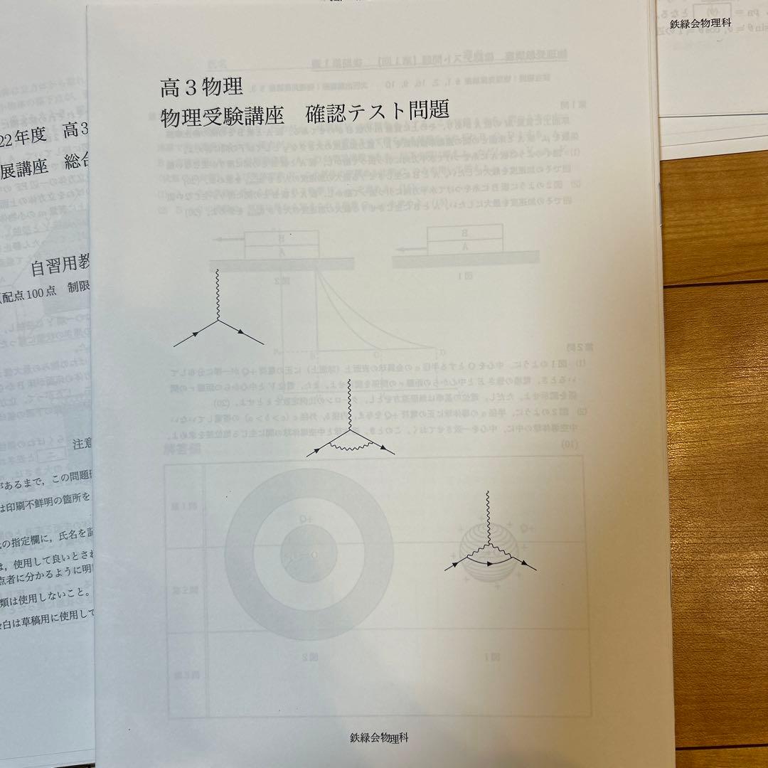 鉄緑会高3物理発展講座復習テスト&テストゼミ&統一テスト2回分&確認テスト