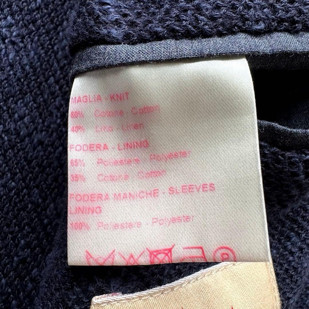 ★金ボタン★ altea ニットテーラード 麻混合 イタリア製 紺 Lサイズ