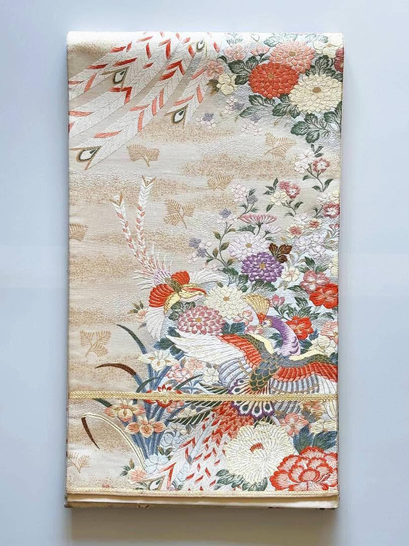 【blueaplicot】正絹 袋帯 鳳凰・四季花吉祥文様 金糸 礼装用