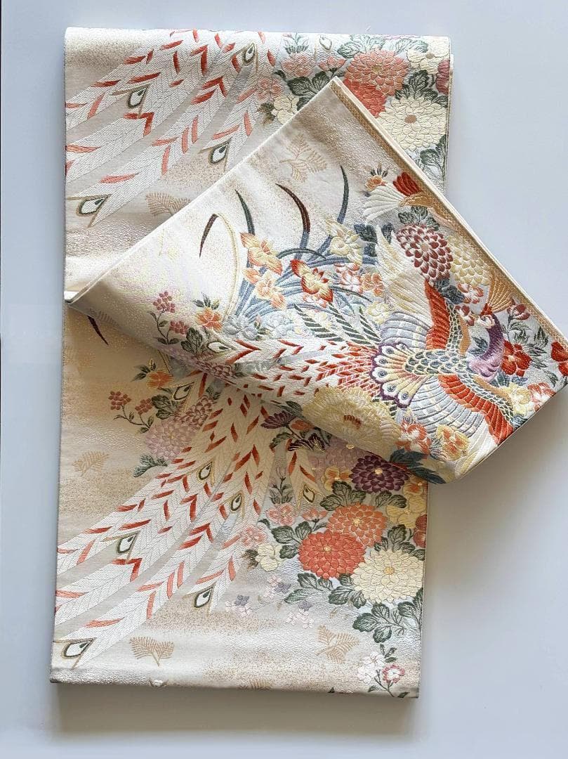 【blueaplicot】正絹 袋帯 鳳凰・四季花吉祥文様 金糸 礼装用