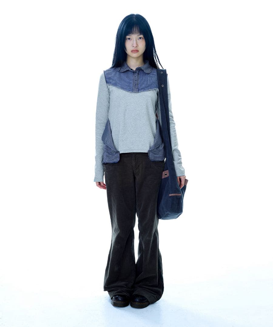 【新品未使用】COYSEIO ブラウスドッキング長袖カットソー グレー