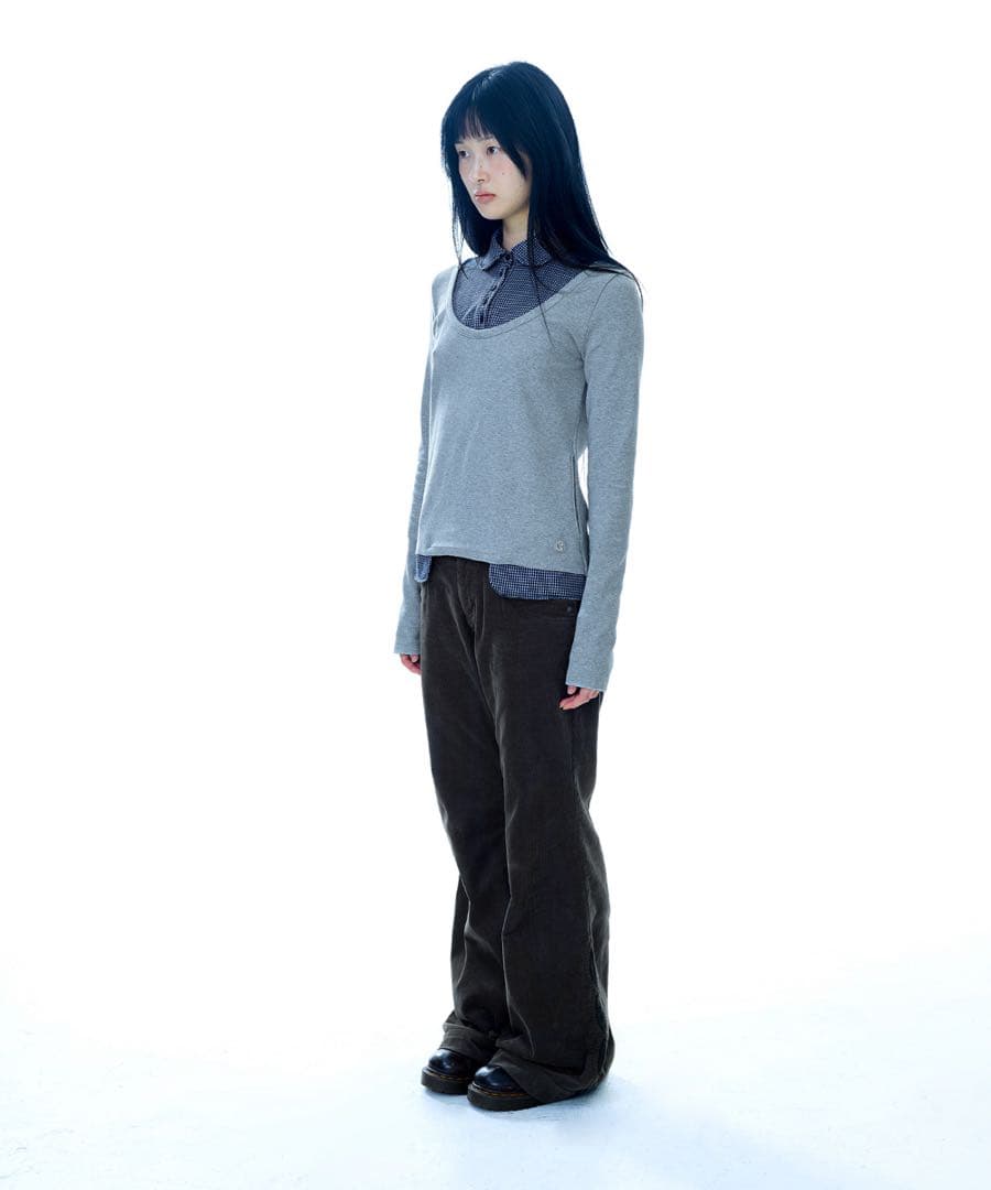 【新品未使用】COYSEIO ブラウスドッキング長袖カットソー グレー