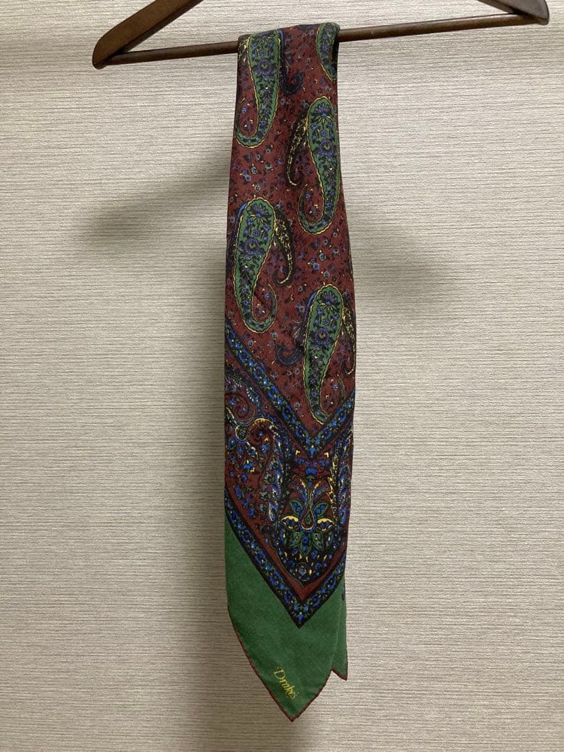 Drakes ドレイクス ペイズリー柄 シルクウール スクエア型ストール