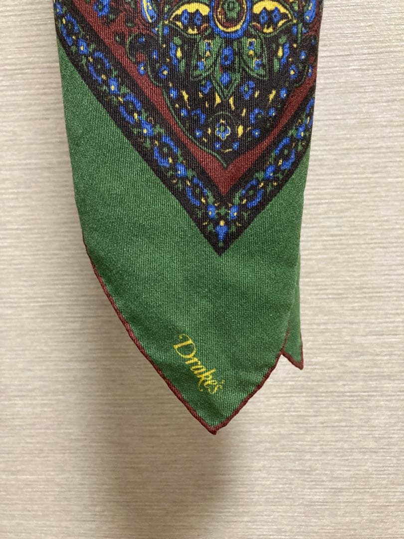 Drakes ドレイクス ペイズリー柄 シルクウール スクエア型ストール