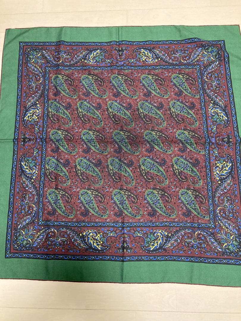 Drakes ドレイクス ペイズリー柄 シルクウール スクエア型ストール