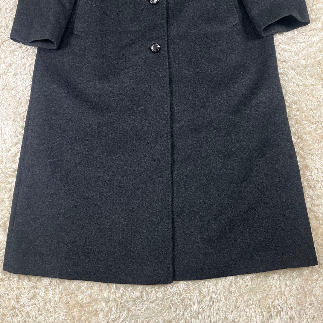 BALMAIN バルマン カシミヤ100% 裏地シルク ロングコート L グレー
