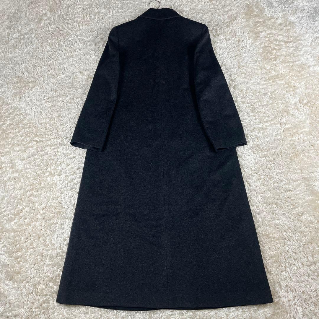 BALMAIN バルマン カシミヤ100% 裏地シルク ロングコート L グレー