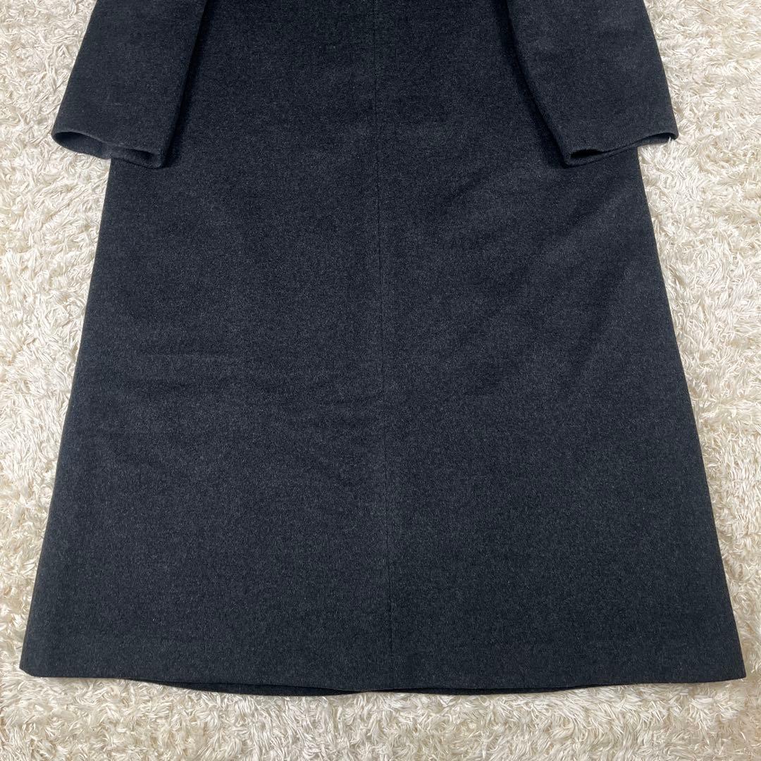 BALMAIN バルマン カシミヤ100% 裏地シルク ロングコート L グレー