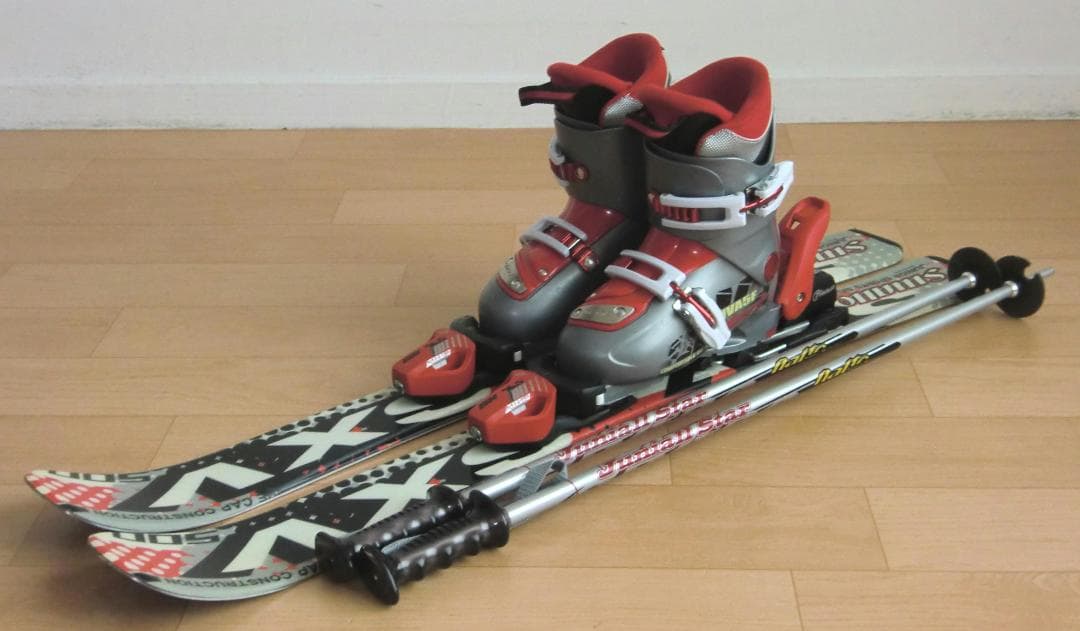 ■■送料無料■swallow■子供用スキー4点セット■板90/靴19■WAX■■