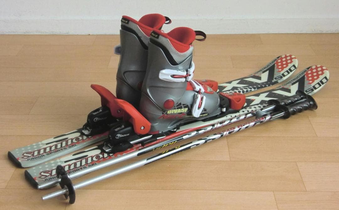 ■■送料無料■swallow■子供用スキー4点セット■板90/靴19■WAX■■