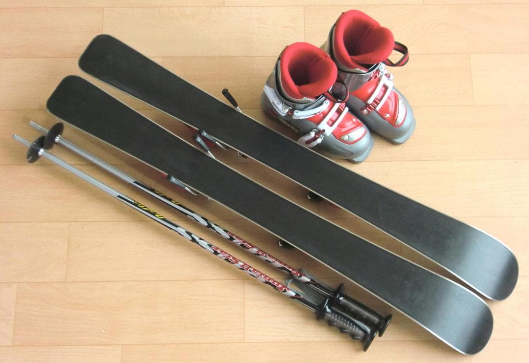 ■■送料無料■swallow■子供用スキー4点セット■板90/靴19■WAX■■