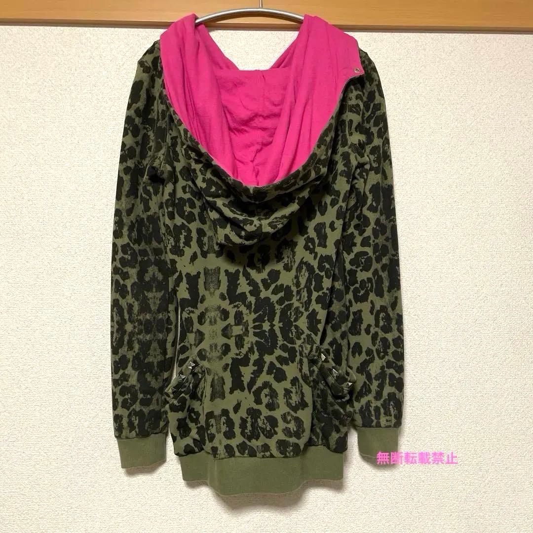 Abbey Dawn ヒョウ柄　レオパード　ピンク　ロングパーカー　M