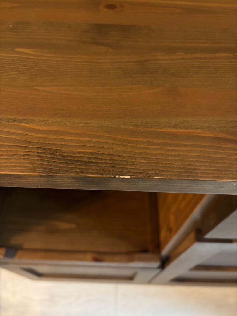 木製キッチンカウンター 収納付き