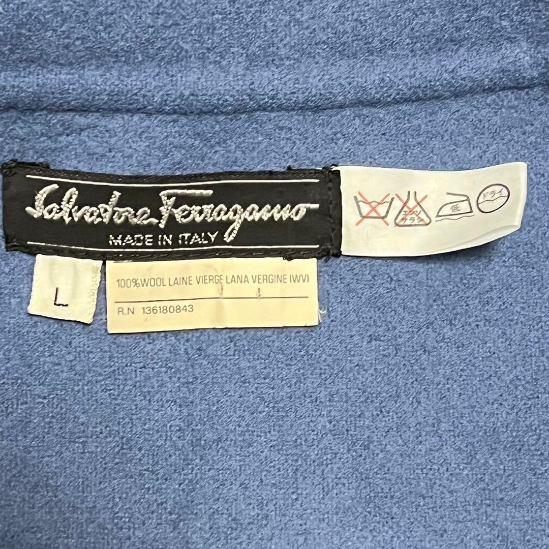 【美品】サルヴァトーレフェラガモ　ダブルフェイス　コート　ロゴボタン　ブルー　L