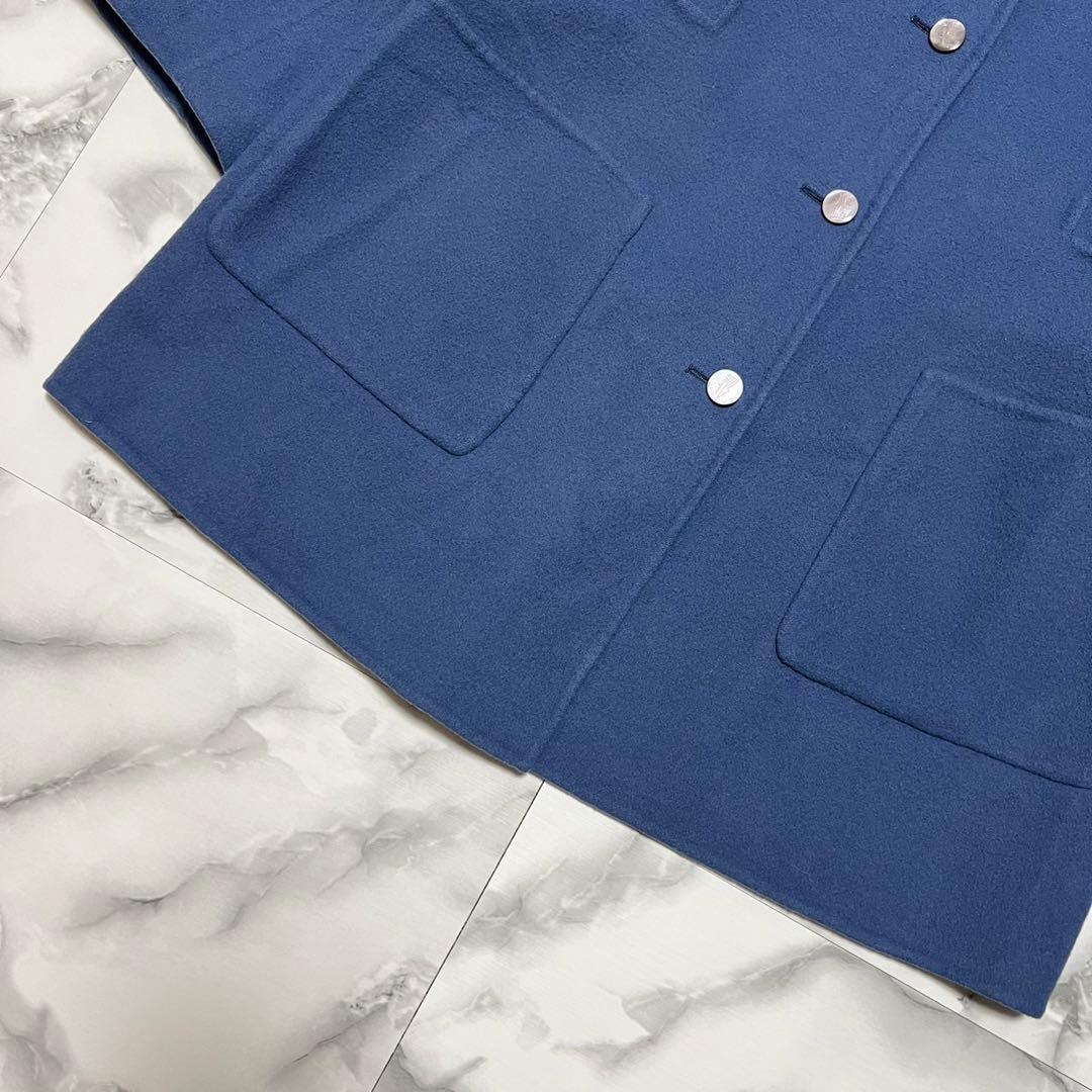 【美品】サルヴァトーレフェラガモ　ダブルフェイス　コート　ロゴボタン　ブルー　L