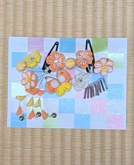 七五三　7歳向け　結び帯　筥迫　草履・足袋　バッグ　髪飾り　美品