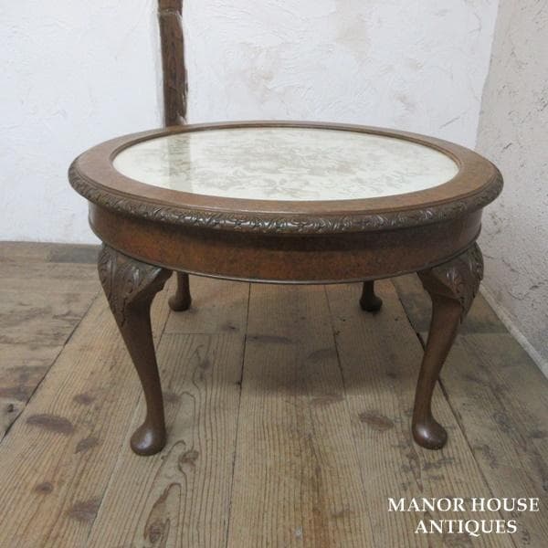 イギリス アンティーク 家具 コーヒーテーブル ガラストップ 猫脚 6827d